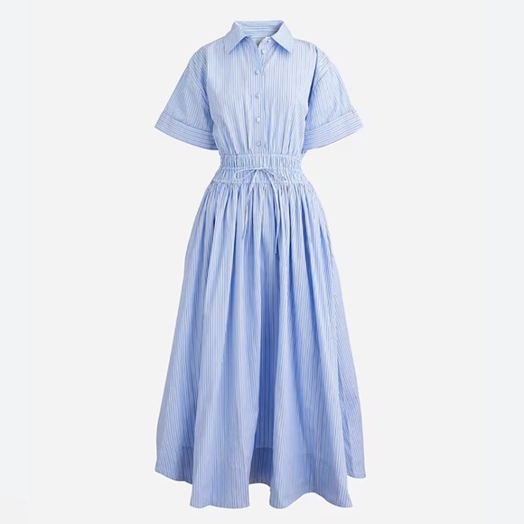 NWT J. Crew Elena Shirtdress In Striped Cotton Poplin Dress - Picture 2 of 5